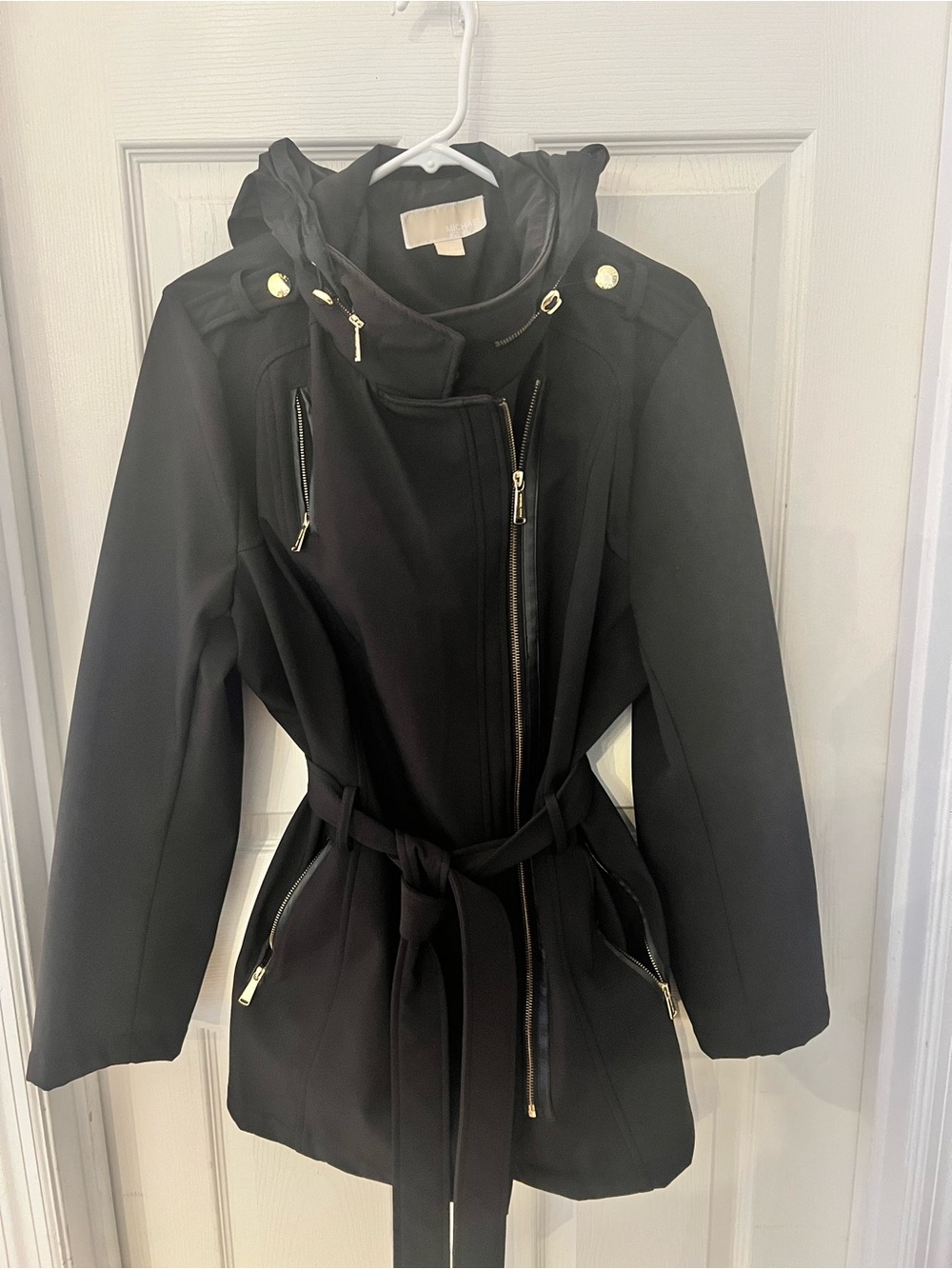 MICHAEL KORS Black Hooded Fleece Lined Women's Jacket size XL